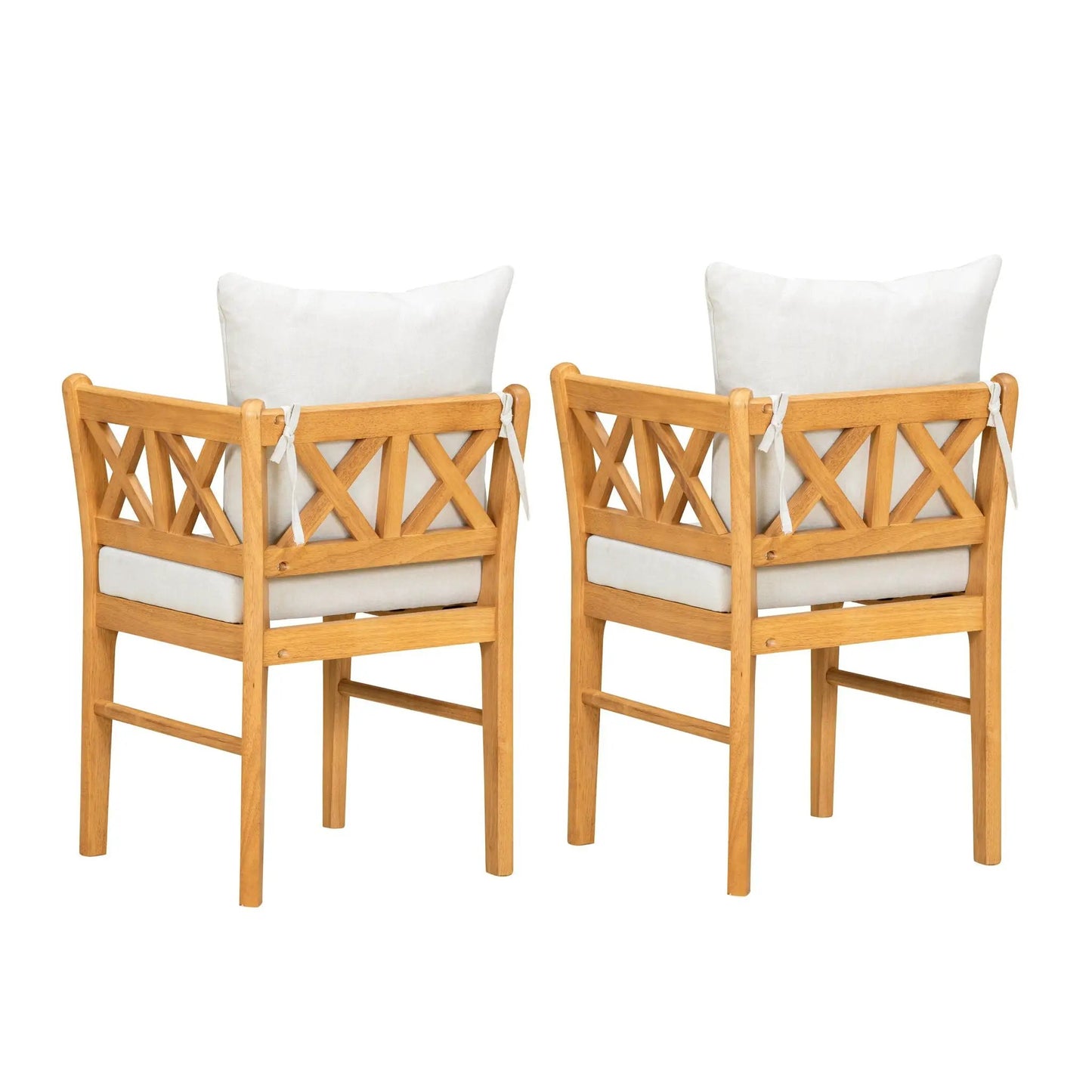 Farmhouse dining corner chairs set of 2 with natural wood legs, handwoven rattan backs on Tampa Home & Garden Store