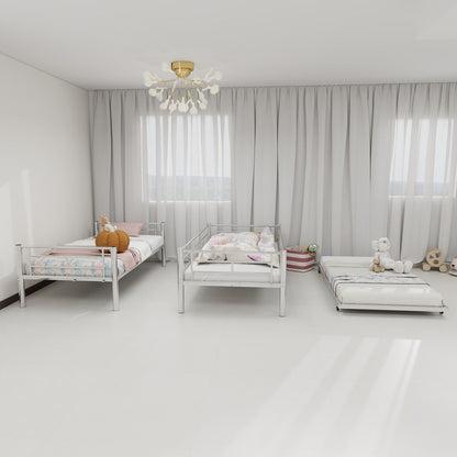 Bunk bed by HouseOfZazla with convertible frame ladders and guardrails white metal finish on Tampa Home & Garden Store