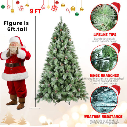 8 ft full-bodied pre-decorated pinecone Christmas tree with pinecone accents and hinged branches on Tampa Home & Garden Store