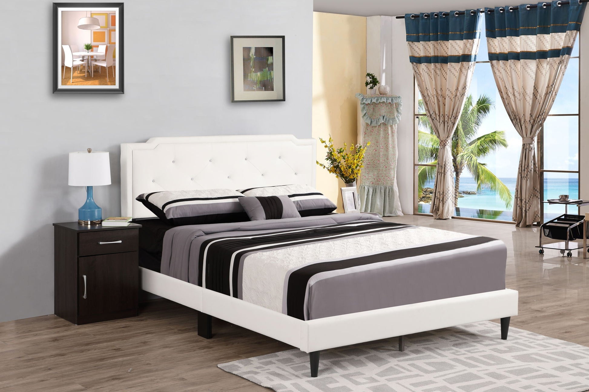 Button Tufted Bed Charming For Cozy Spaces upholstered bed by HouseOfZazla with white headboard on Tampa Home & Garden Store