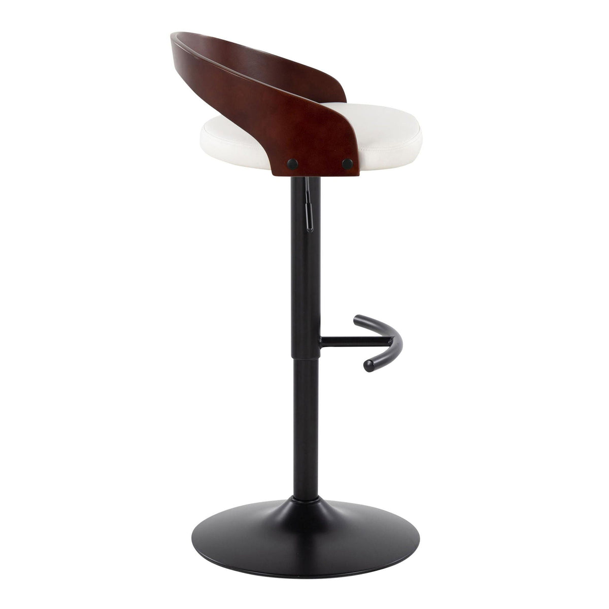 Contemporary adjustable barstool with swivel and footrest, white cushioned seat on Tampa Home & Garden Store