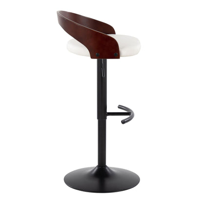 Contemporary adjustable barstool with swivel and footrest, white cushioned seat on Tampa Home & Garden Store