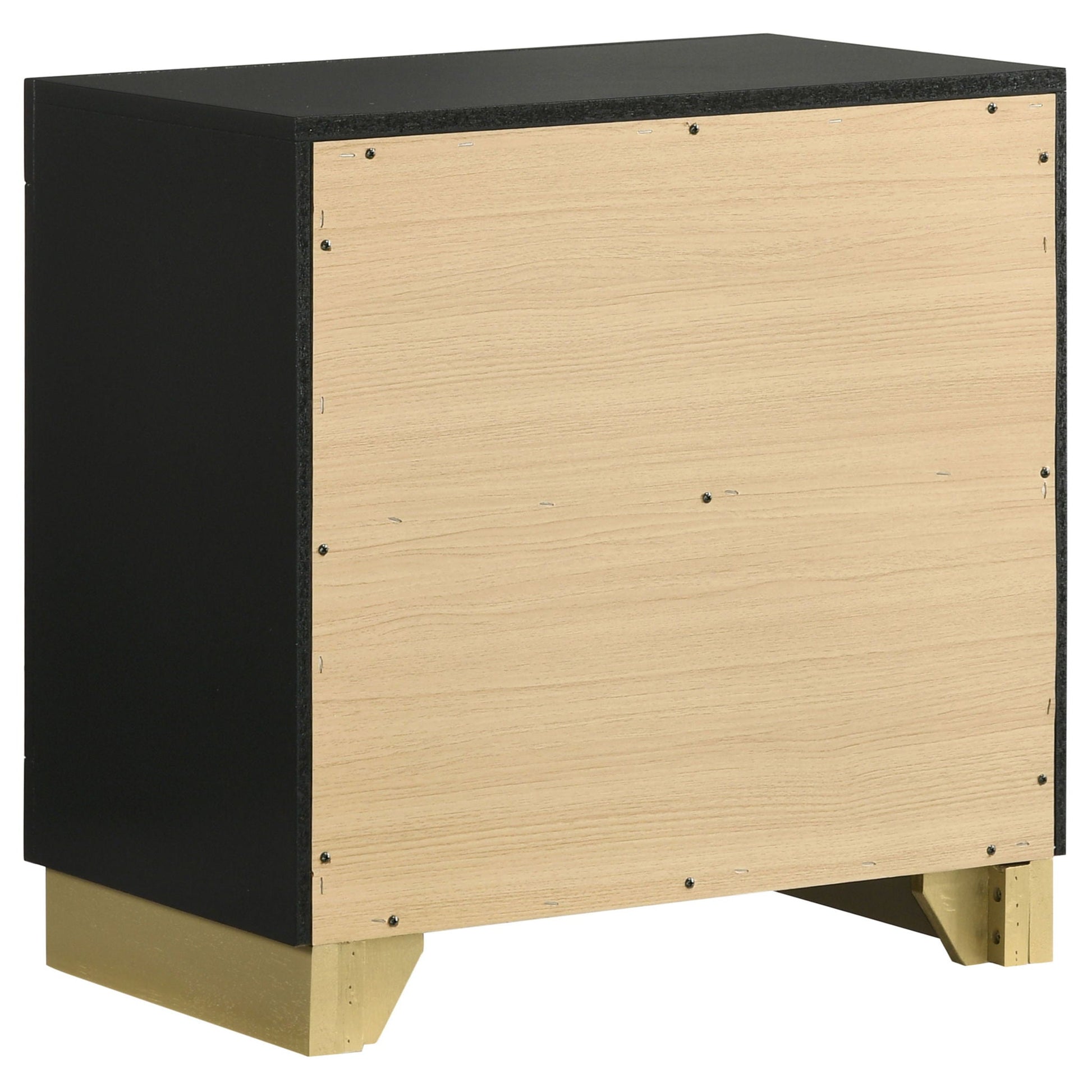 Sophia 4 Piece Bedroom Set bed base with black surround and natural wood panel fronts on Tampa Home & Garden Store