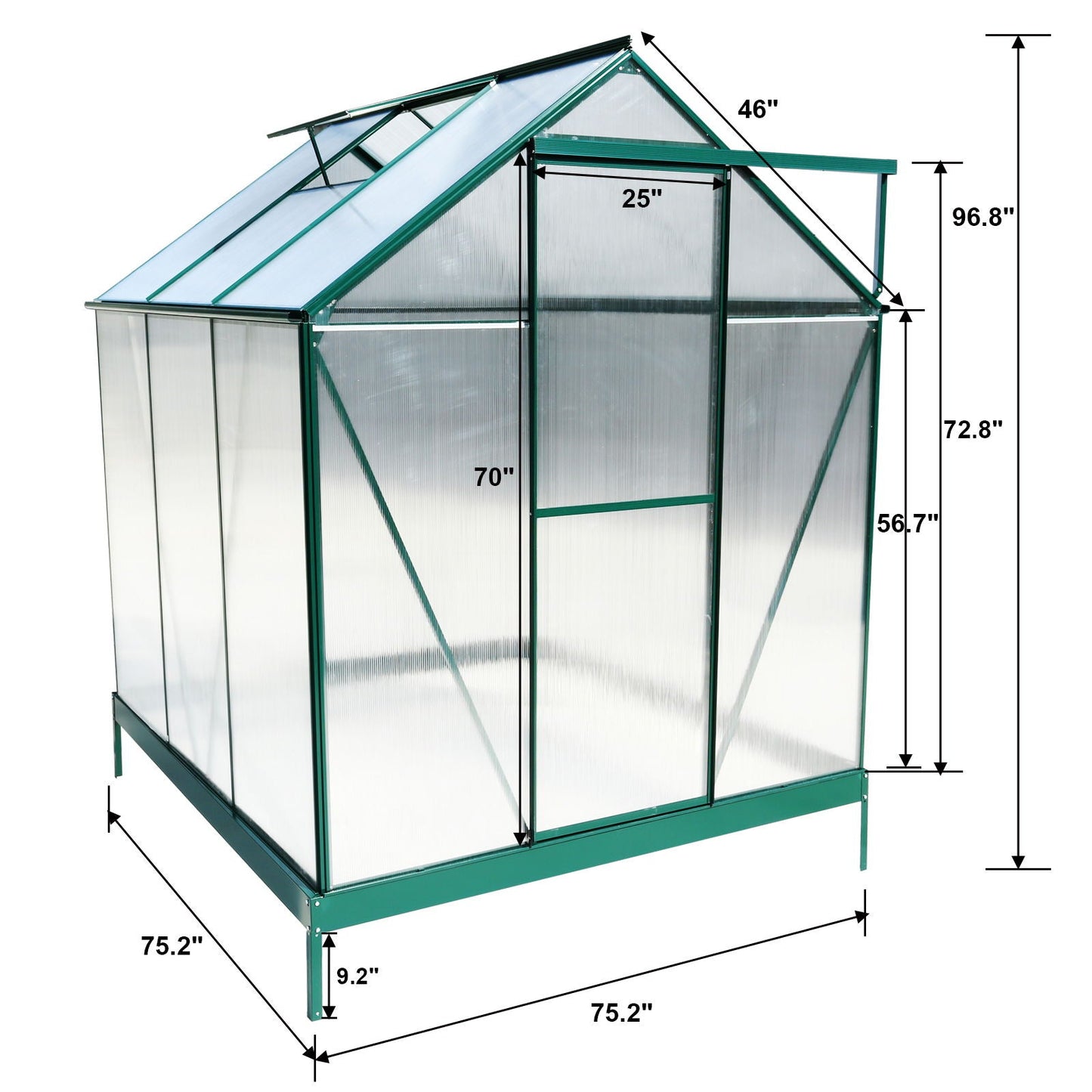 Heavy Duty Polycarbonate Greenhouse Kit and Door
