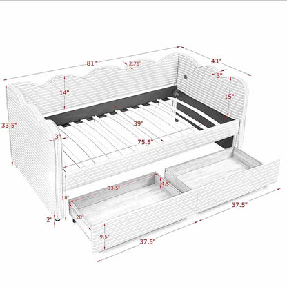 Gingham Daybed With Usb Port And The Wave Shape