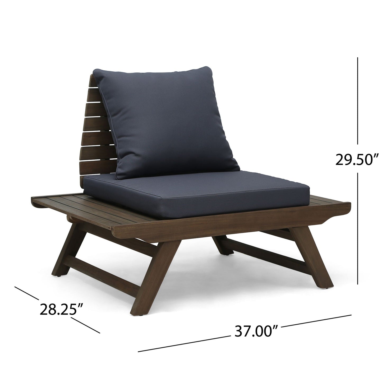 Sedona Outdoor Club Chair with slatted wood design and navy cushions by HouseOfZazla on Tampa Home & Garden Store