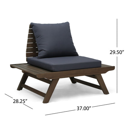 Sedona Outdoor Club Chair with slatted wood design and navy cushions by HouseOfZazla on Tampa Home & Garden Store