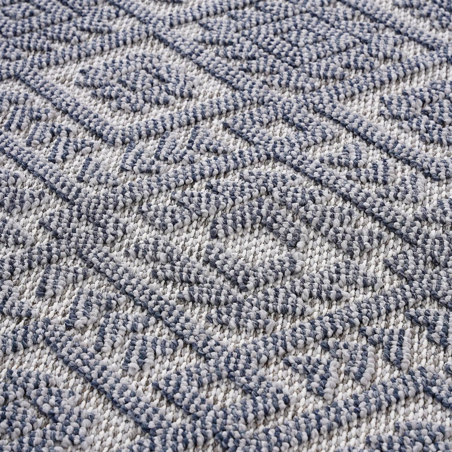 Guros indoor/outdoor rug close-up in blue gray and white loop pile by Unique Piece Furniture on Tampa Home & Garden Store