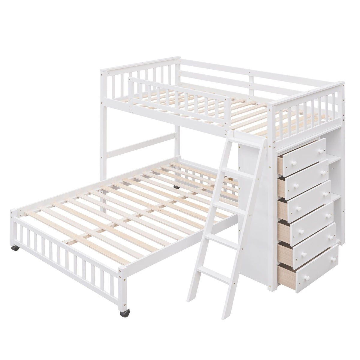 Bunk Bed With Six Drawers And Flexible Shelves