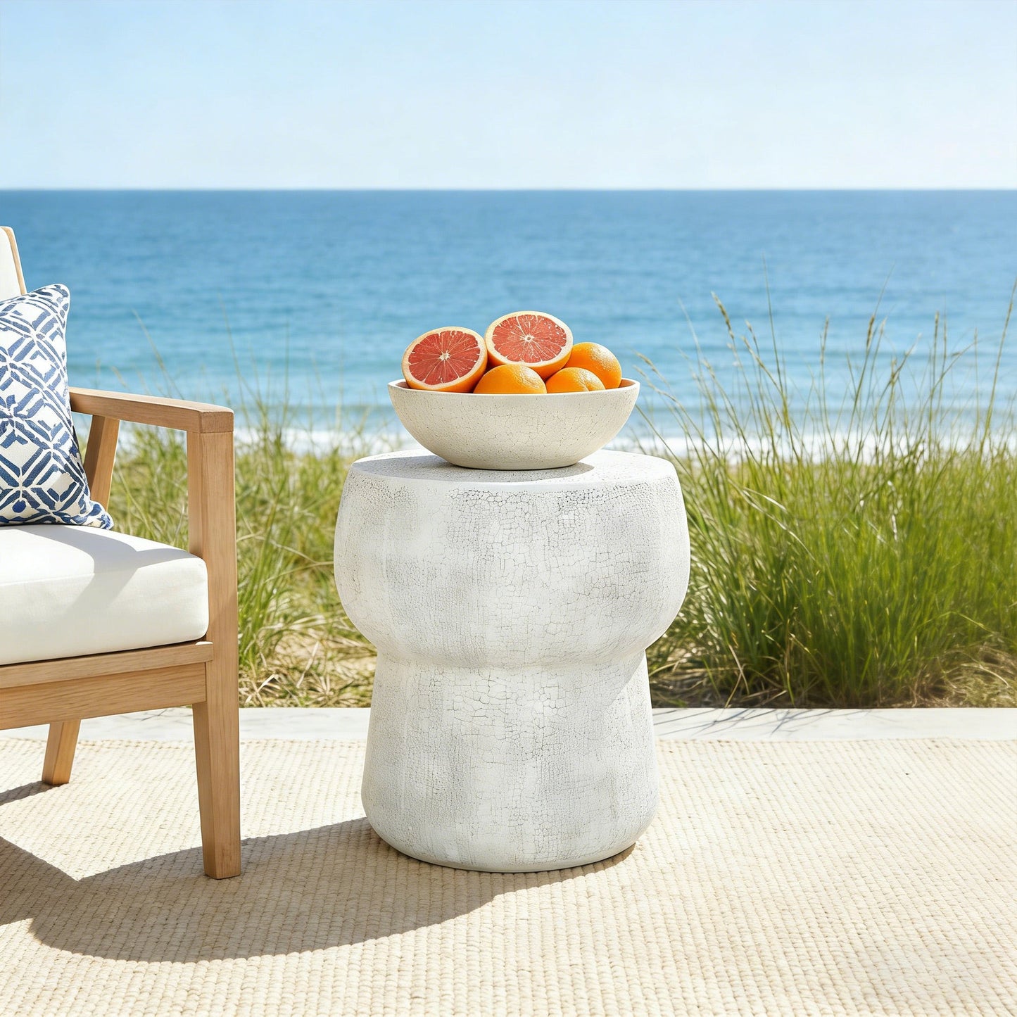 Modern Patio Accent Table with Cracked Finish