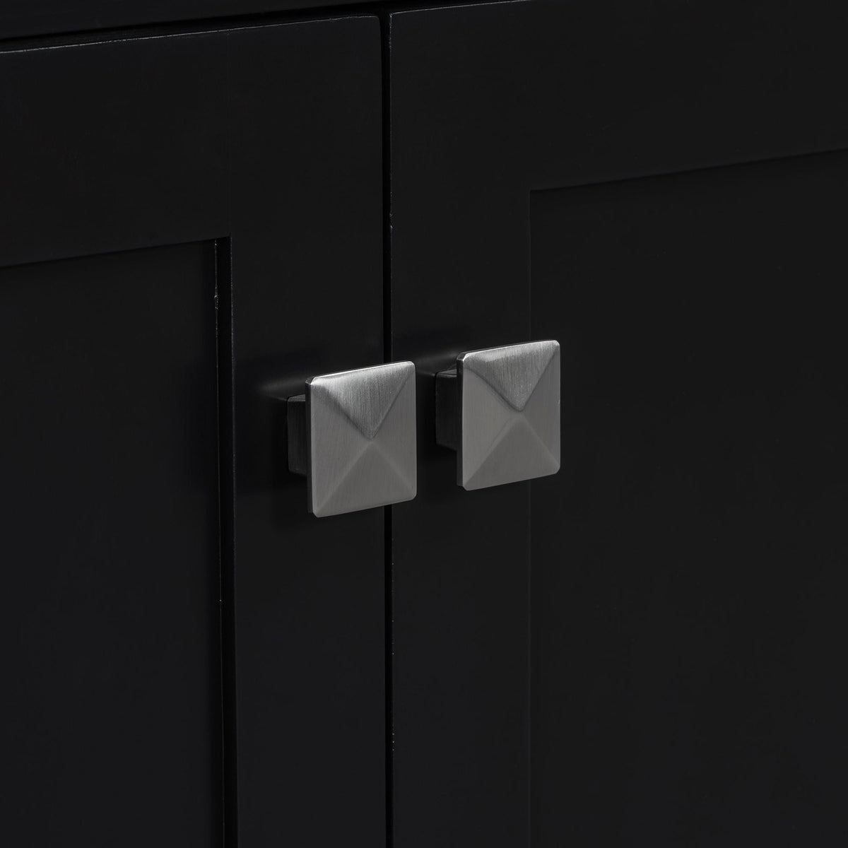 HouseOfZazla modern vanity cabinet in black with brushed nickel square pulls on Tampa Home & Garden Store