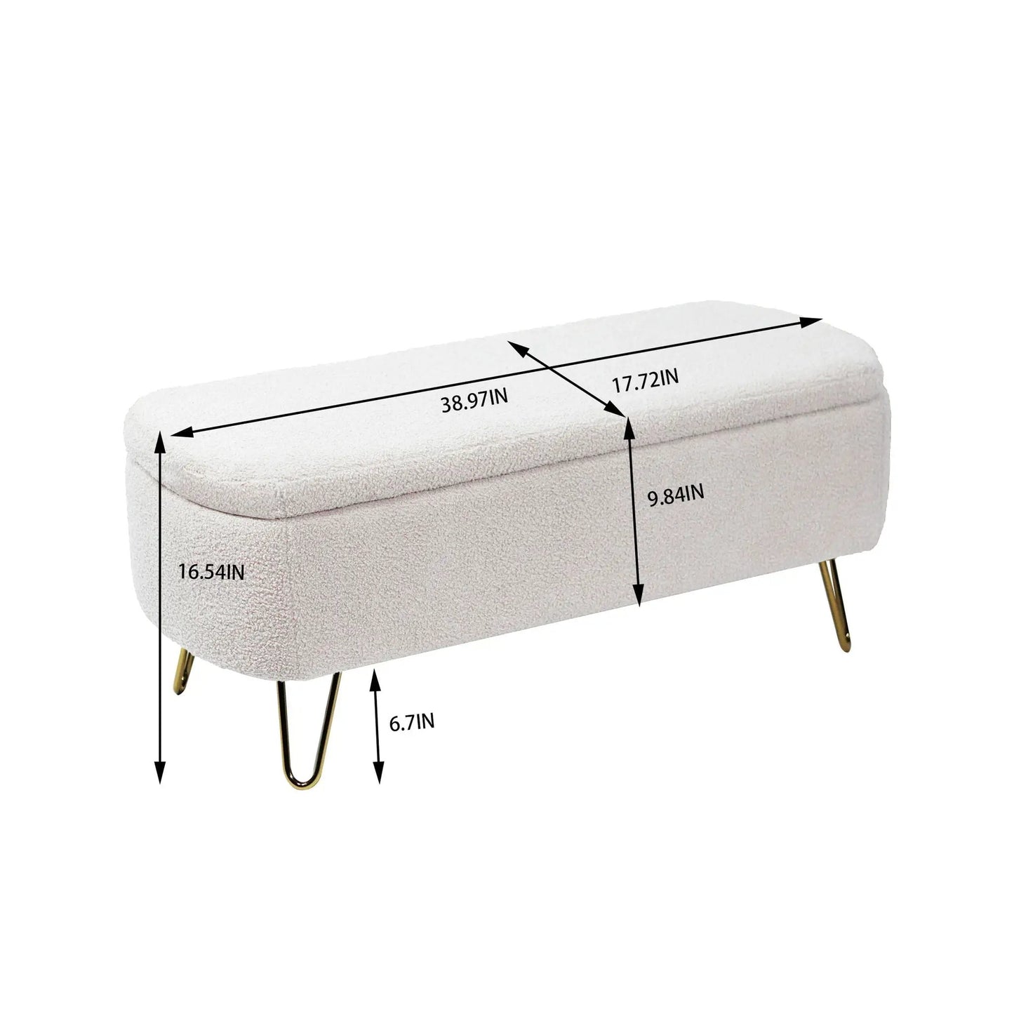 Storage Ottoman Bench with Faux Fur End of Bed