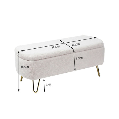 Soft Faux Fur Storage Ottoman For Bedroom