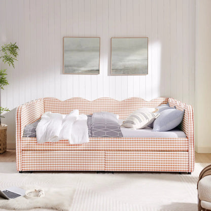 Gingham Daybed With USB Port and Wave Design
