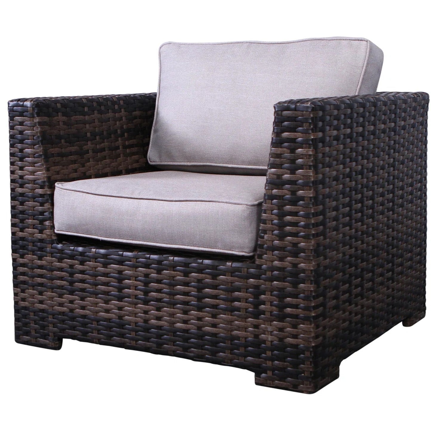 Outdoor wicker chair by HouseOfZazla, 2-piece set, dark brown with beige foam cushions on Tampa Home & Garden Store