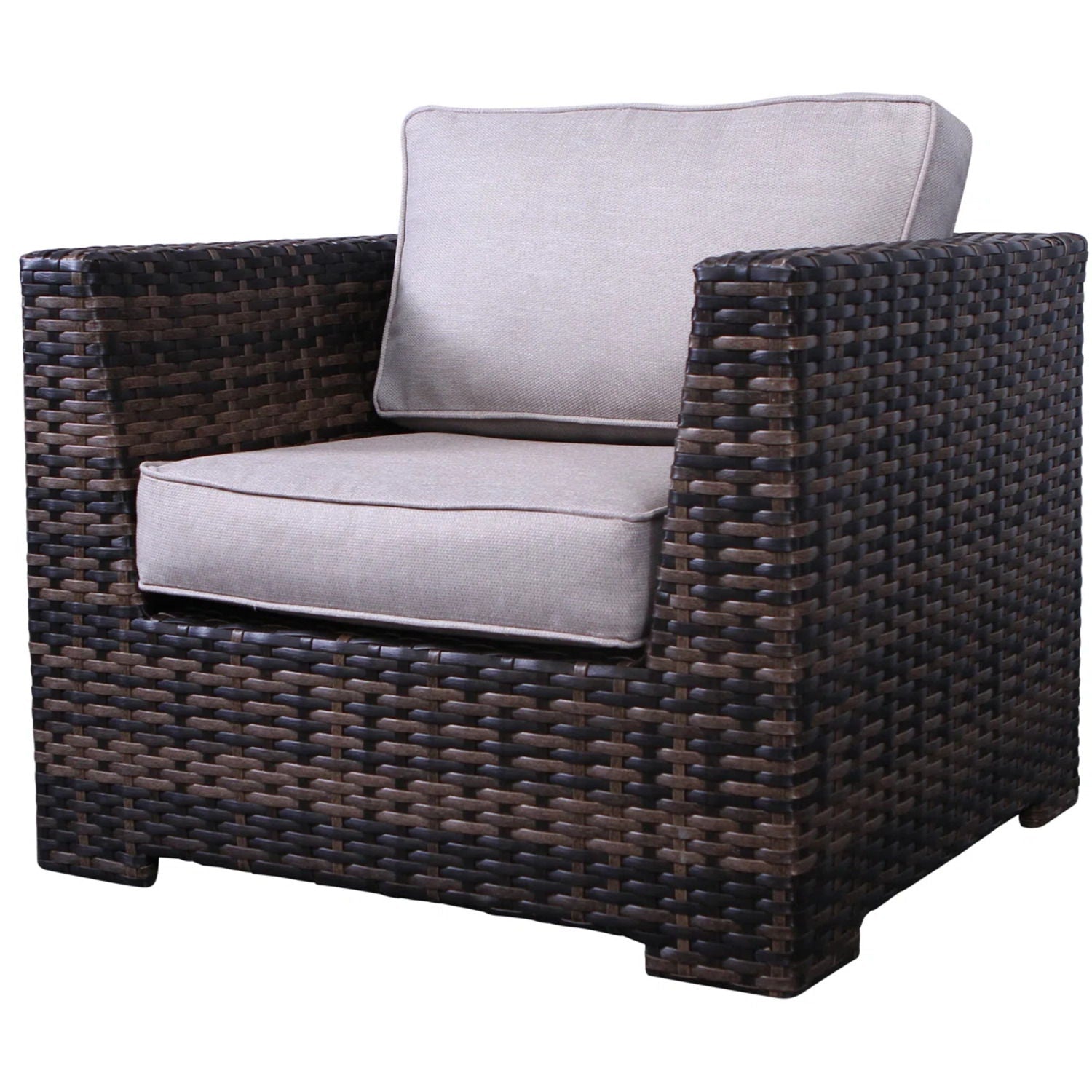 Outdoor wicker chair by HouseOfZazla, 2-piece set, dark brown with beige foam cushions on Tampa Home & Garden Store