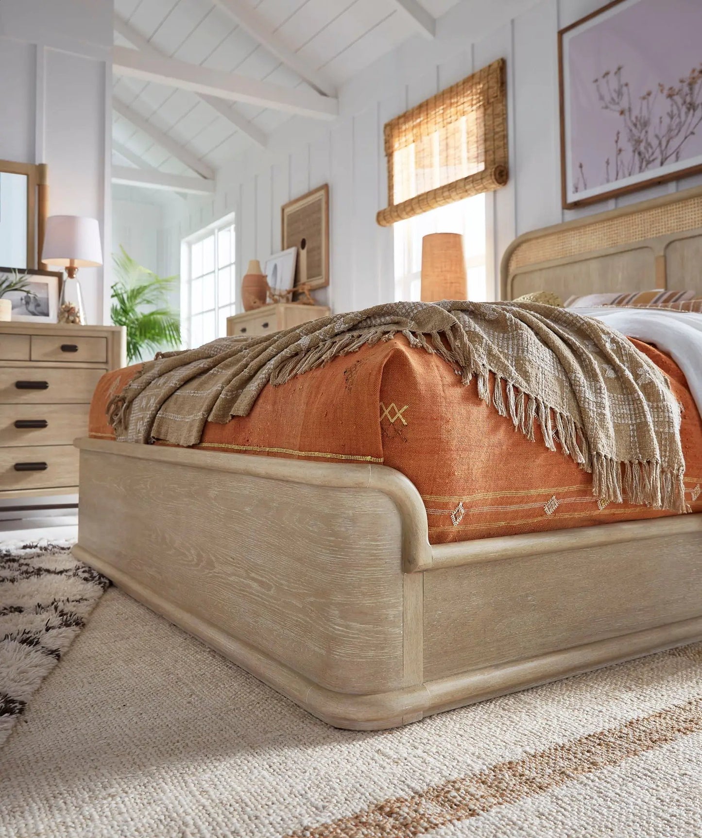 Sunset Cove Panel Bed weathered light wood finish by Unique Piece Furniture on Tampa Home & Garden Store