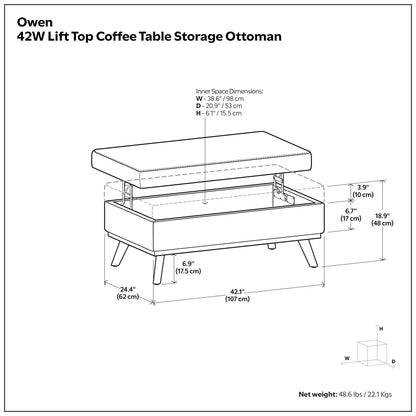 Owen lift-top coffee table storage ottoman, mid-century style, by Unique Piece Furniture on Tampa Home & Garden Store