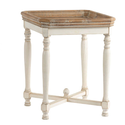Side table narrow Alcott with fir wood top and distressed white base HouseOfZazla on Tampa Home & Garden Store