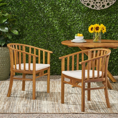 Outdoor wooden dining chairs with cushions by HouseOfZazla, set of 2 on Tampa Home & Garden Store
