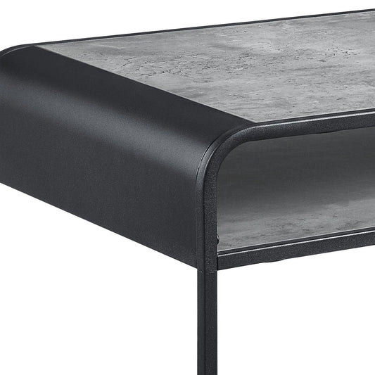 Raziela Concrete Coffee Table with black metal frame and gray concrete top on Tampa Home & Garden Store
