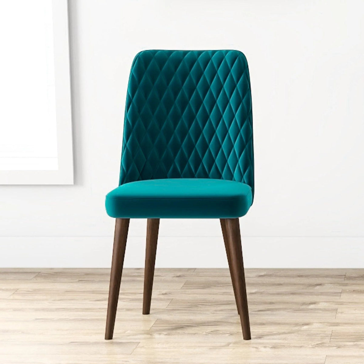 Mid-Century chair set of 2 in teal quilted upholstery with wooden legs HouseOfZazla on Tampa Home & Garden Store