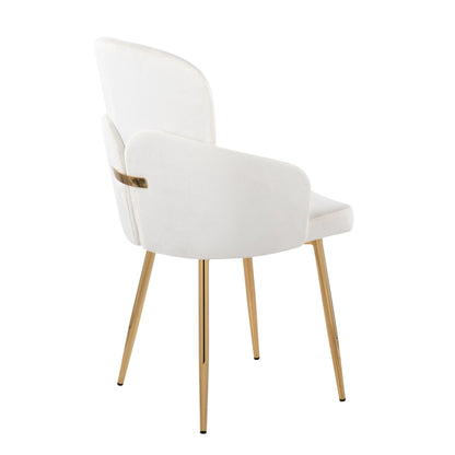 Dahlia Dining Chair Set in white upholstery with gold metal legs by HouseOfZazla on Tampa Home & Garden Store