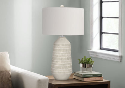 Contemporary Table Lamp ceramic cream with textured base and white shade by HouseOfZazla on Tampa Home & Garden Store
