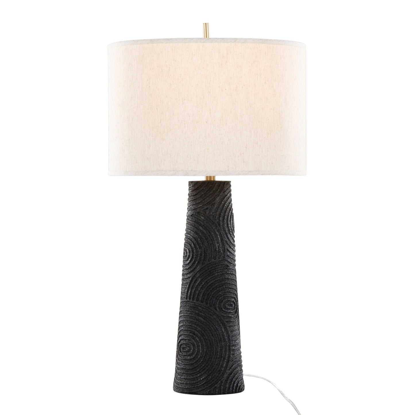 Kona contemporary table lamp set of 2 with matte black base and natural shade on Tampa Home & Garden Store