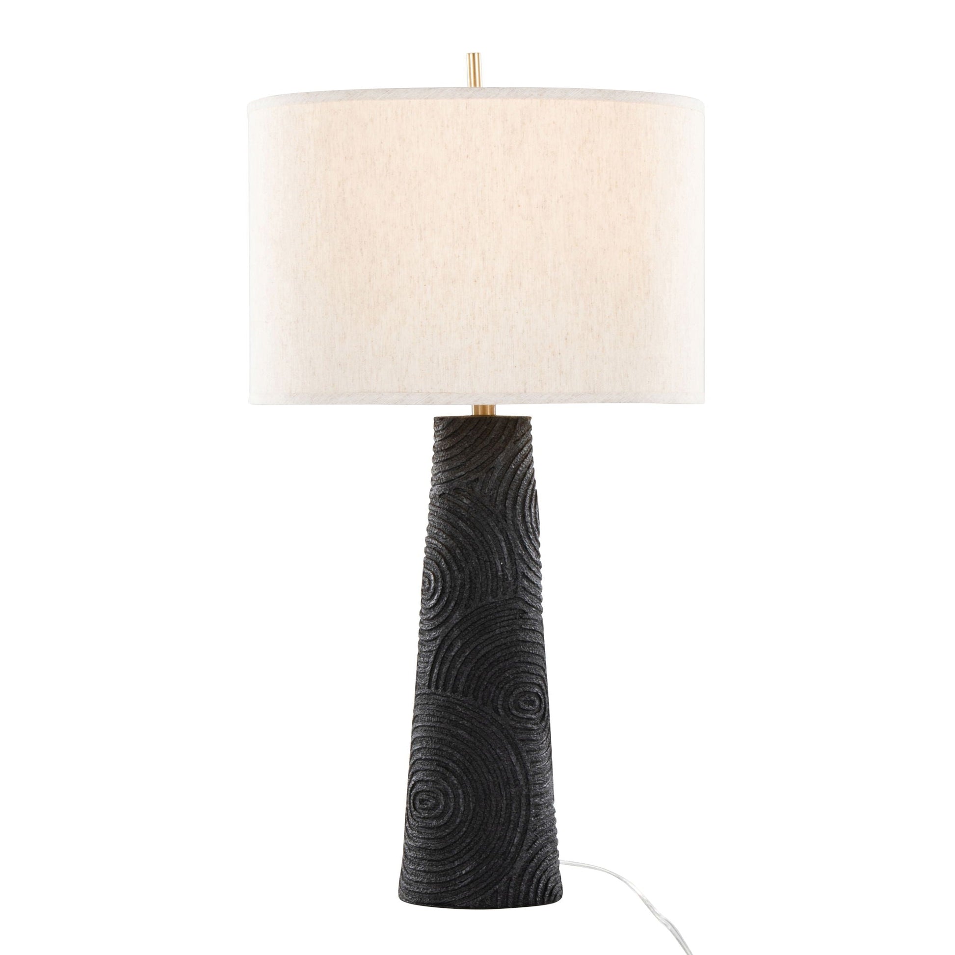 Kona contemporary table lamp set of 2 with matte black base and natural shade on Tampa Home & Garden Store