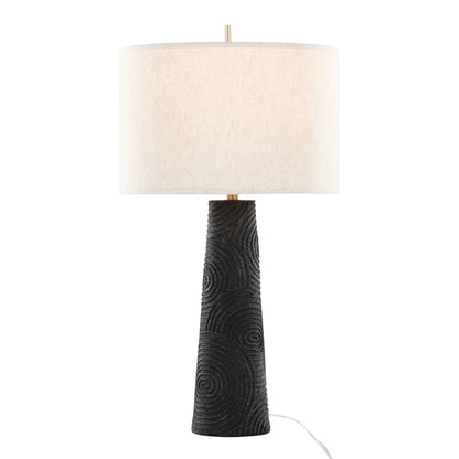 Kona contemporary table lamp set of 2 with matte black base and natural shade on Tampa Home & Garden Store