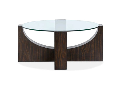 Beckham end table with dark wood base and round glass top by Unique Piece Furniture on Tampa Home & Garden Store
