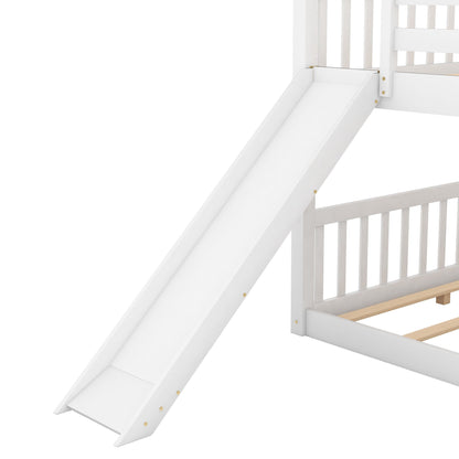Bunk bed with convertible slide and ladder, white finish, HouseOfZazla on Tampa Home & Garden Store