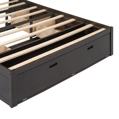 Platform bed in black with 4 under-bed drawers and visible wooden slatted base on Tampa Home & Garden Store