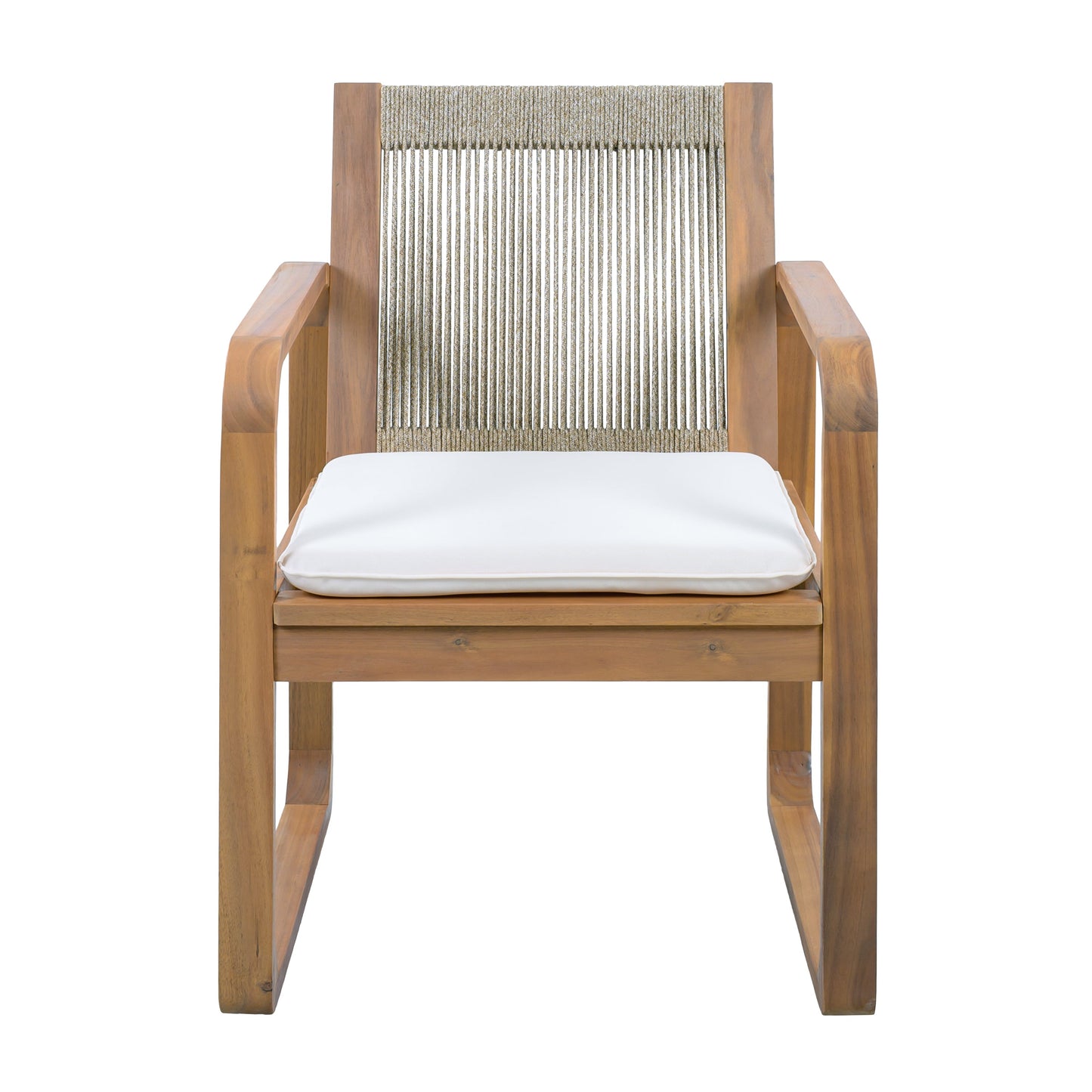 Two Outdoor Dining Chairs and Acacia Wood Rope