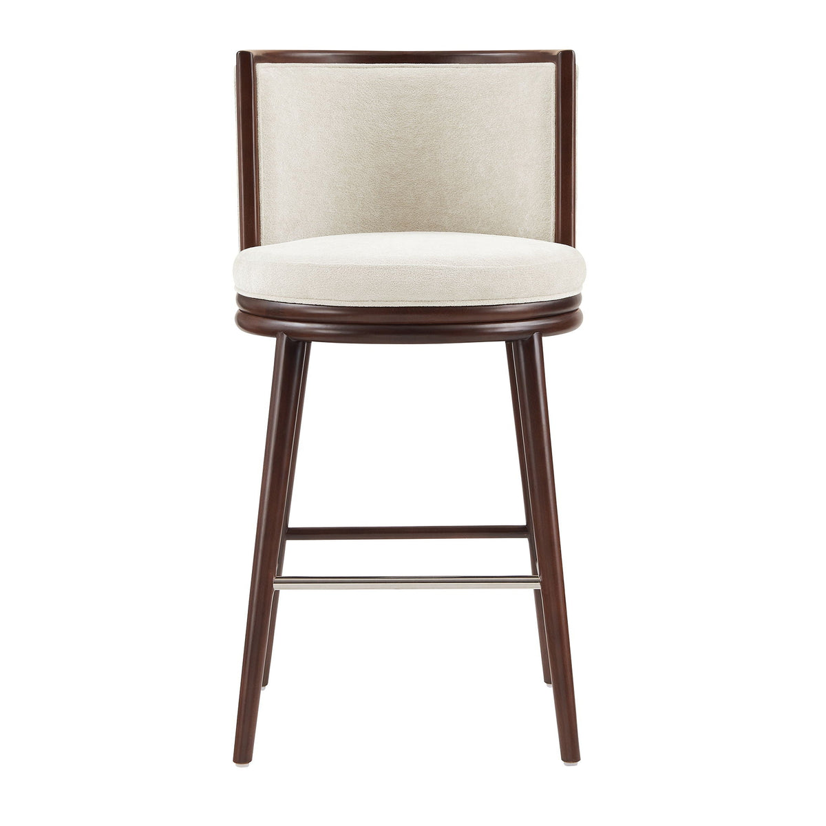 Evalyn Barstool by HouseOfZazla, bar-height stool with beige upholstery and dark wood frame on Tampa Home & Garden Store