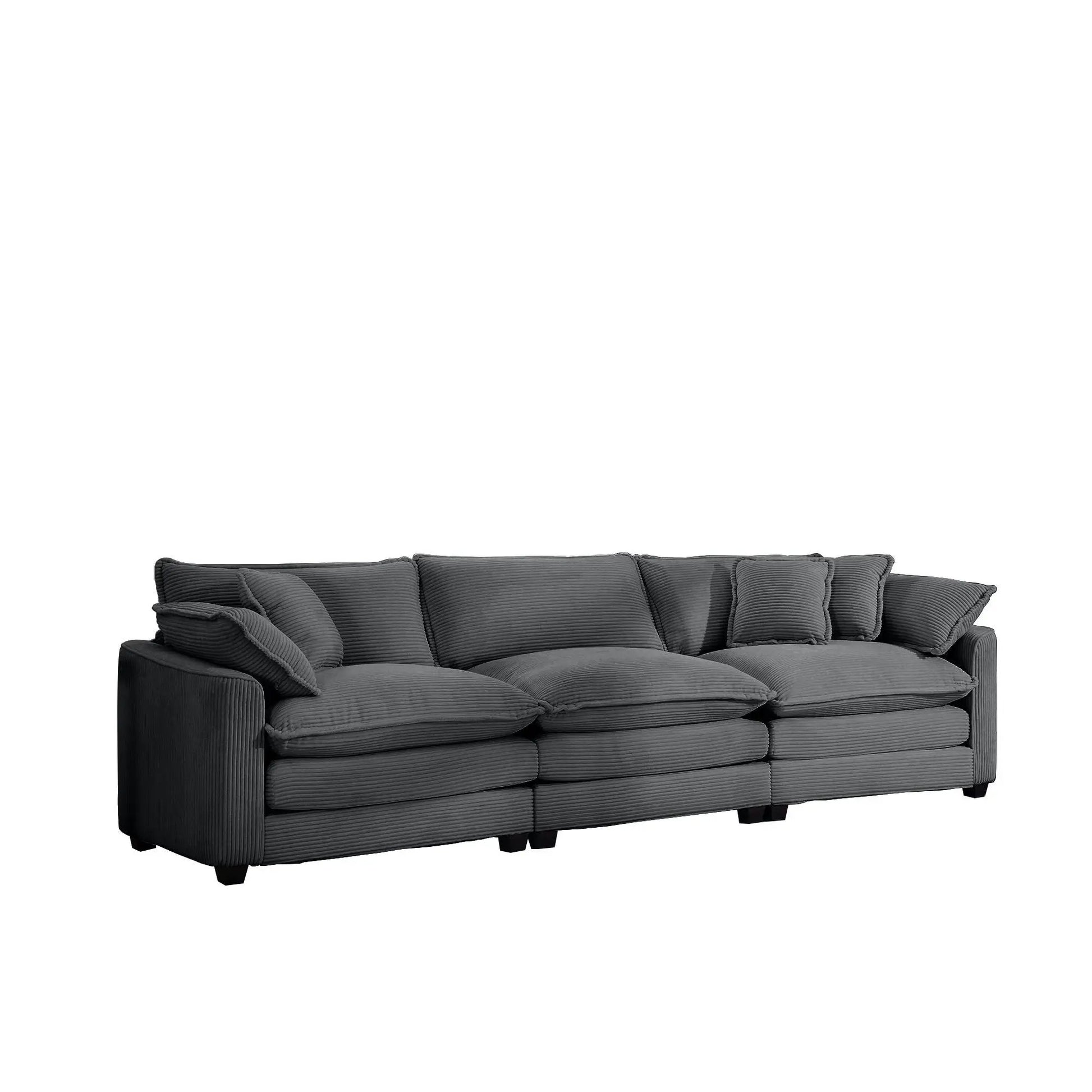 Mid-Century 3-Seater Sectional Sofa in charcoal fabric with pillows Unique Piece Furniture on Tampa Home & Garden Store