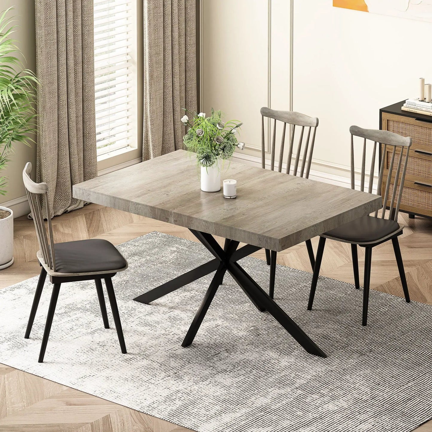 Retro Stretch Dining Table With Embossed Plate