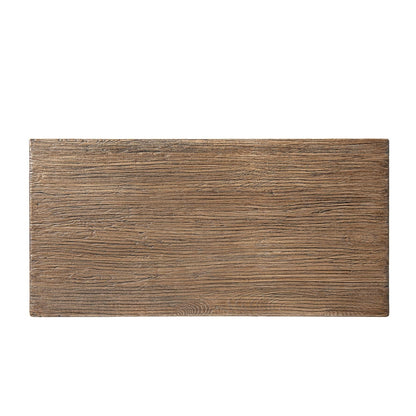 Trestle coffee table in solid reclaimed elm construction with dark brown finish on Tampa Home & Garden Store
