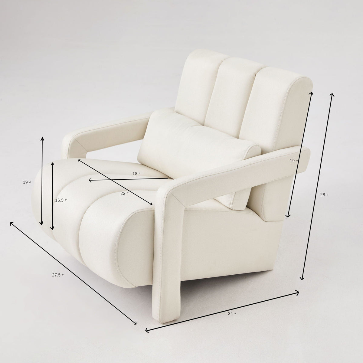 Modern upholstered accent chair with pillow in cream fabric by HouseOfZazla on Tampa Home & Garden Store