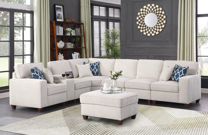 Rene Sectional Sofa With Ottoman beige, 2-piece living room set by Unique Piece Furniture on Tampa Home & Garden Store
