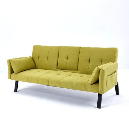 Green Foldable Sofa Bed with a Cup Holder