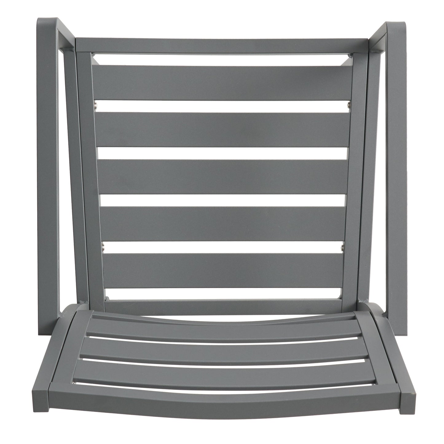 Outdoor Modern Aluminum Dining Chairs set of 2 in gun metal gray with slatted back HouseOfZazla on Tampa Home & Garden Store