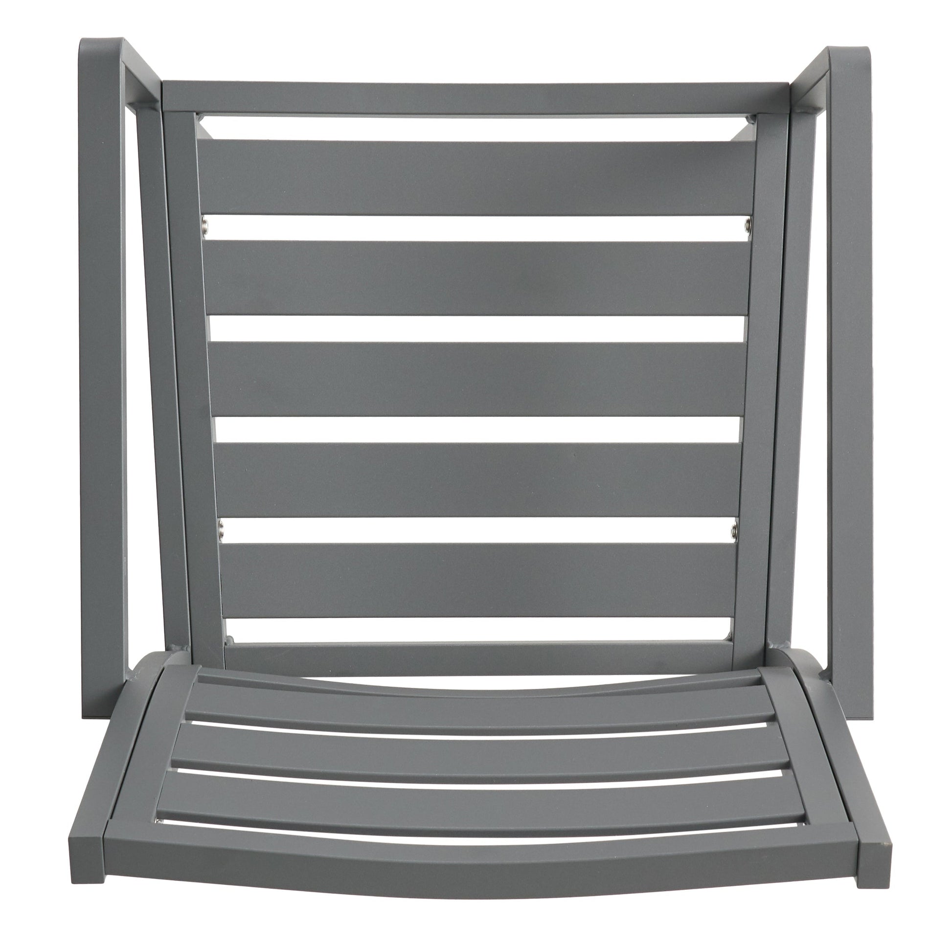 Outdoor Modern Aluminum Dining Chairs set of 2 in gun metal gray with slatted back HouseOfZazla on Tampa Home & Garden Store