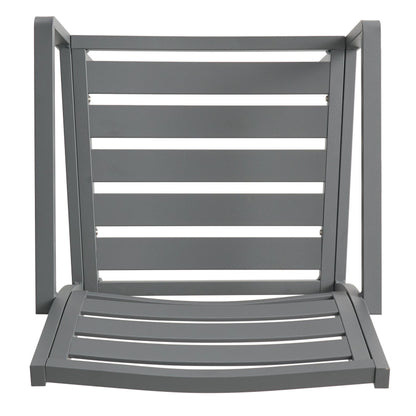 Outdoor Modern Aluminum Dining Chairs set of 2 in gun metal gray with slatted back HouseOfZazla on Tampa Home & Garden Store