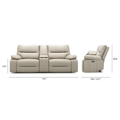 Malibu power motion reclining 3-piece loveseat set cream taupe beige with cup holders on Tampa Home & Garden Store