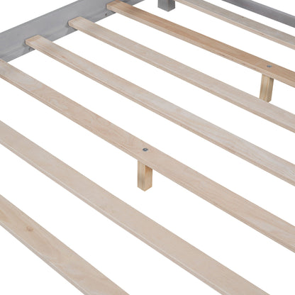Wood platform bed slat frame with natural pine slats and gray side rail on Tampa Home & Garden Store