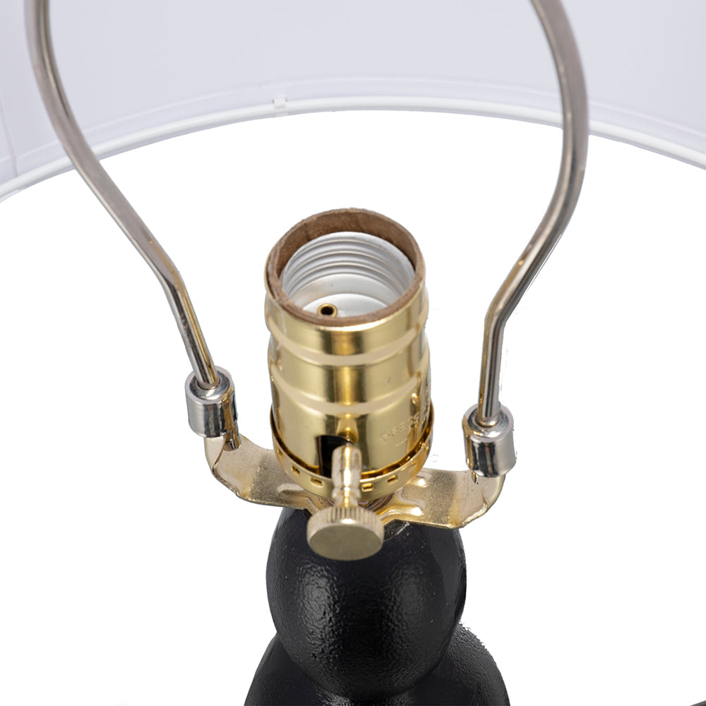 D15x29.5in table lamp socket assembly with brass gold finish, black base, and metal harp on Tampa Home & Garden Store