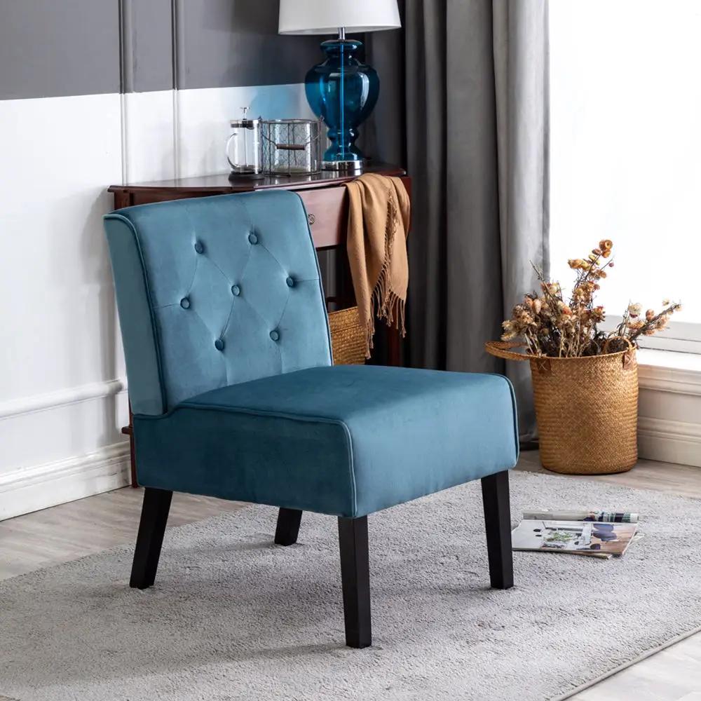 Reese armless tufted blue chairs pair by Unique Piece Furniture on Tampa Home & Garden Store on Tampa Home & Garden Store
