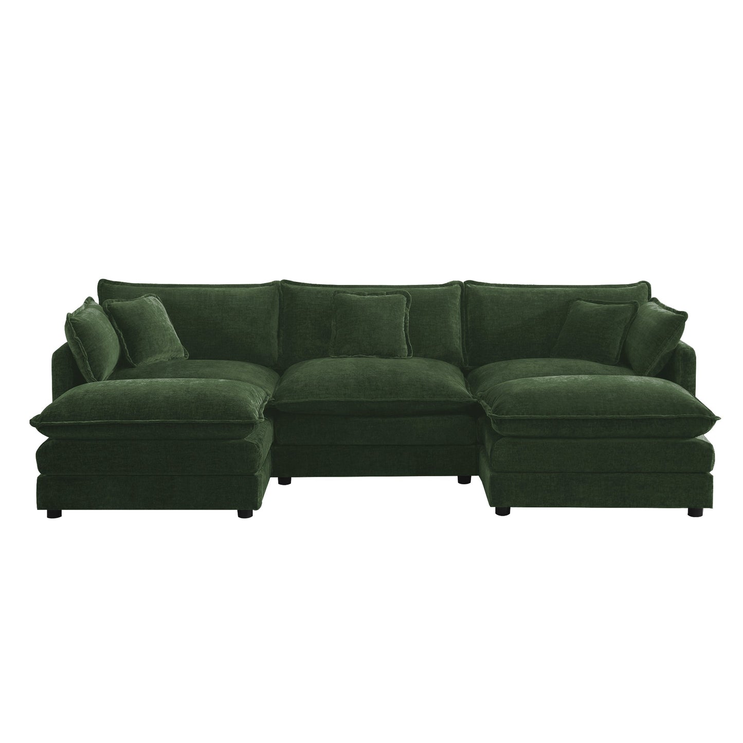 U-Shaped Sectional Sofa by HouseOfZazla in emerald green velvet with reversible footrest on Tampa Home & Garden Store